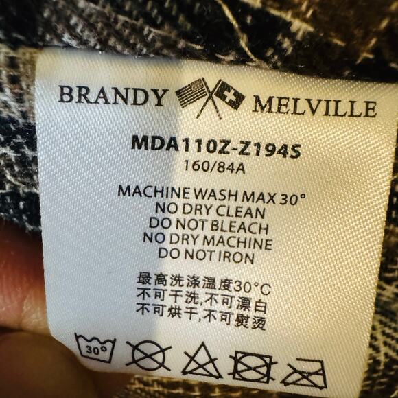 Brandy Melville Womens Blue Oversized Christy Plaid Hoodie Size Large XL NEW - Picture 16 of 16